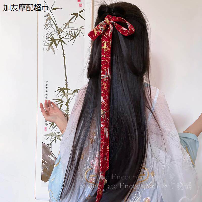 中国风红色束发发带古风