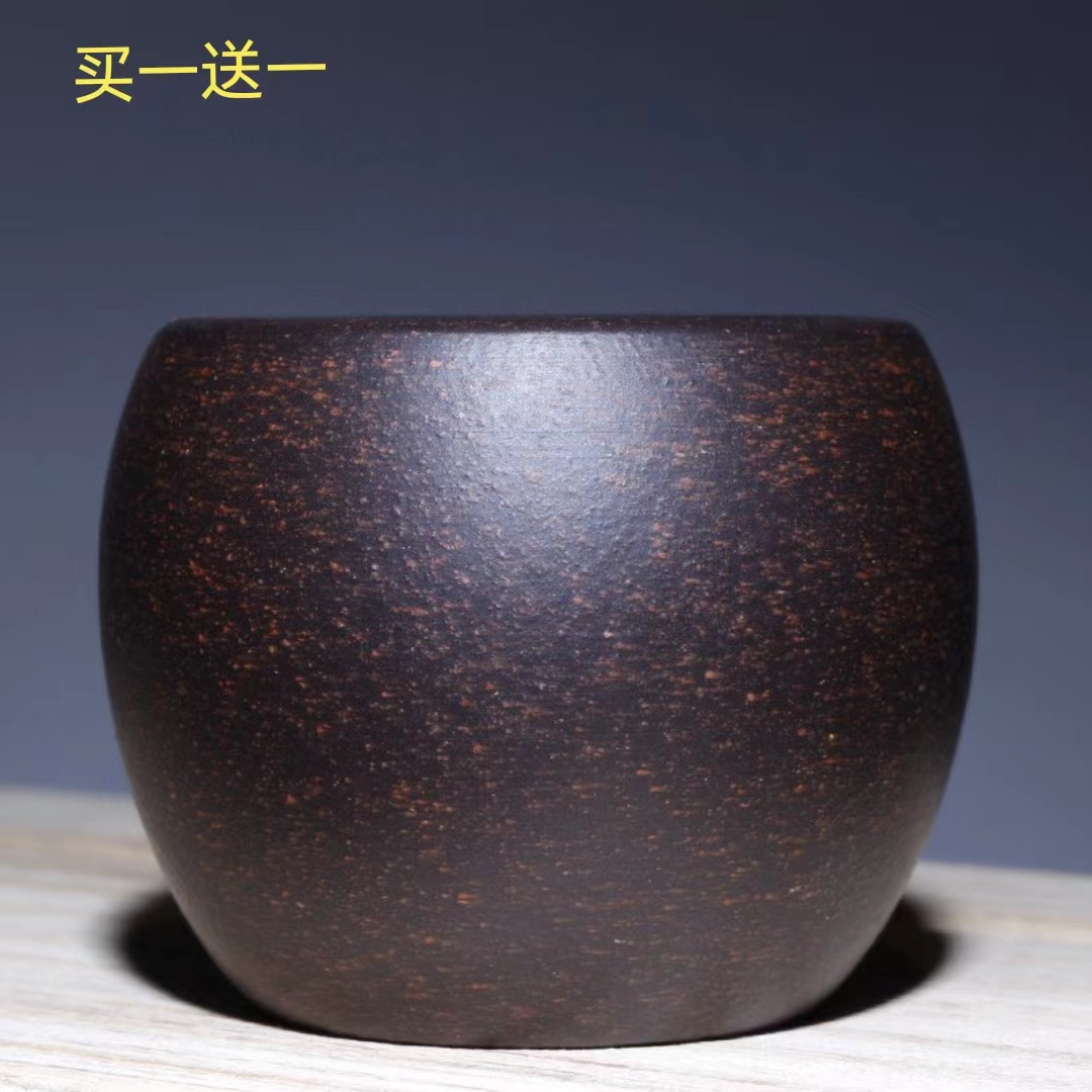 宜兴紫砂杯原矿黑金砂茶杯单杯品茗杯主人杯普洱功夫茶杯100cc