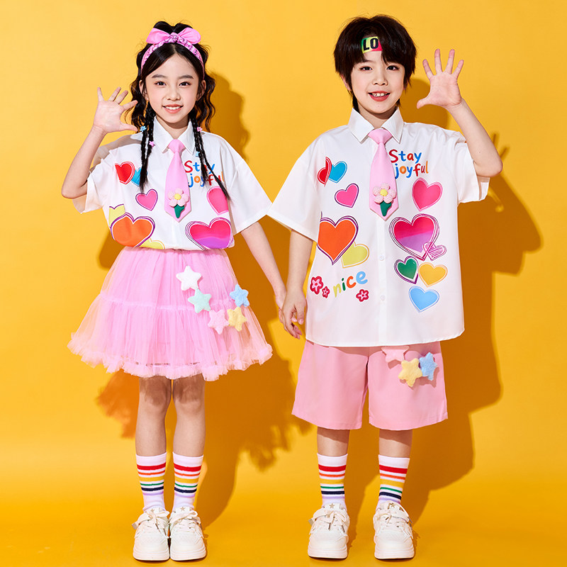 六一儿童演出服幼儿园舞蹈服粉色小学生运动会啦啦队合唱表演服装