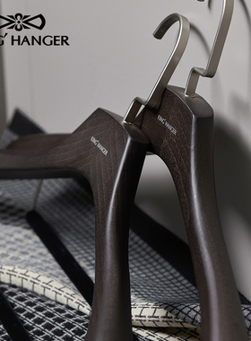 KH高端黑色实木衣架高档无痕防滑衣挂衣柜衣橱衣帽间专用木质衣撑