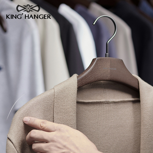 KH高端实木衣架高档西服大衣衣挂加宽无痕防滑防肩角不起鼓包衣撑