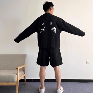 勾 联名款 印花logo网眼长袖 23FW T恤男女同款 STc