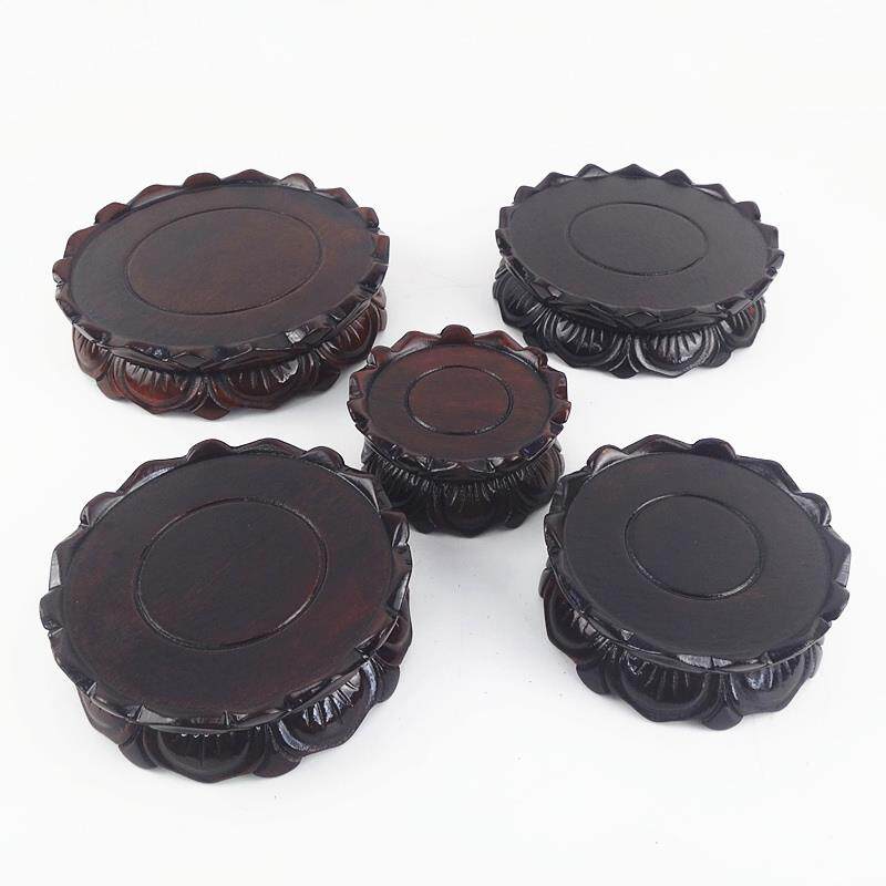 家用实木质莲花底座观音菩萨佛像加高摆件奇石头花盆瓶财神供奉艺