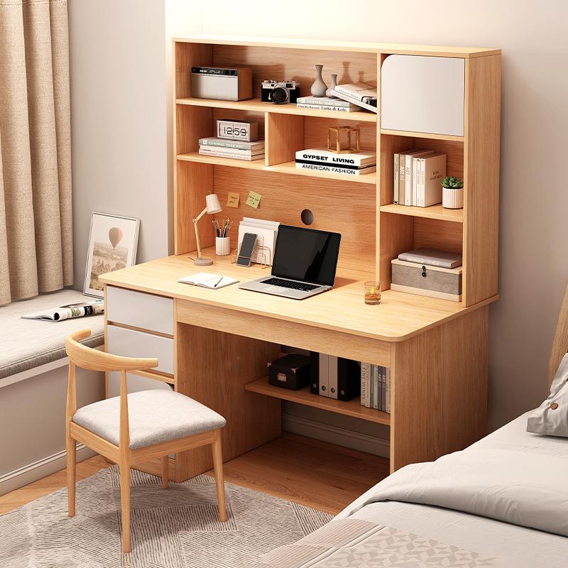 电脑桌台式家用书桌书架一体简约办公学习桌子椅子一套学生写字桌