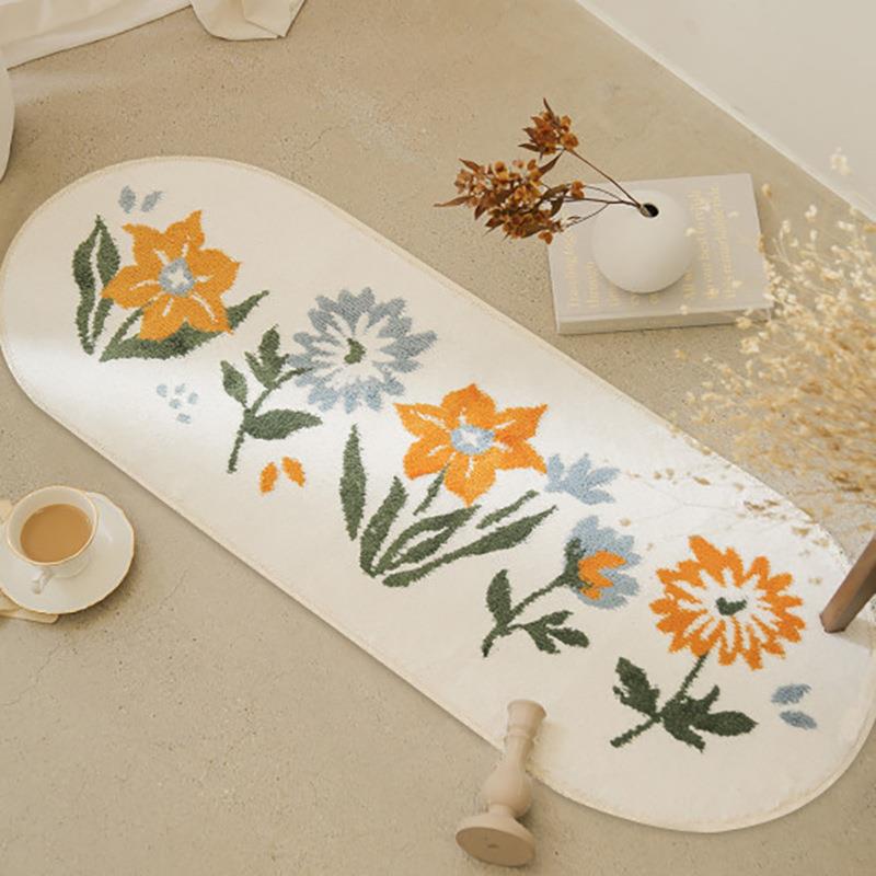 四季花卧室床边加厚地毯地垫榻榻米床下毛毯可坐可睡椭圆小清新