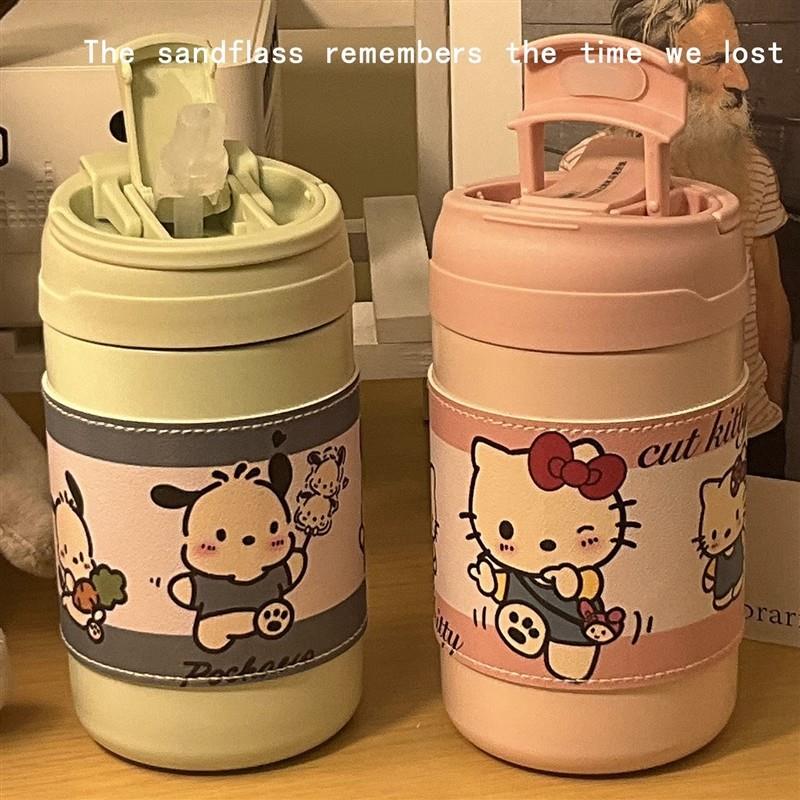 可爱帕恰狗水杯女生ins高颜值便携吸管杯子咖啡杯304不锈钢保温杯