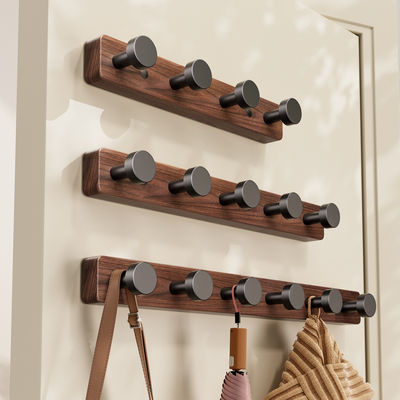 贝佳朗胡桃木免打孔挂衣架