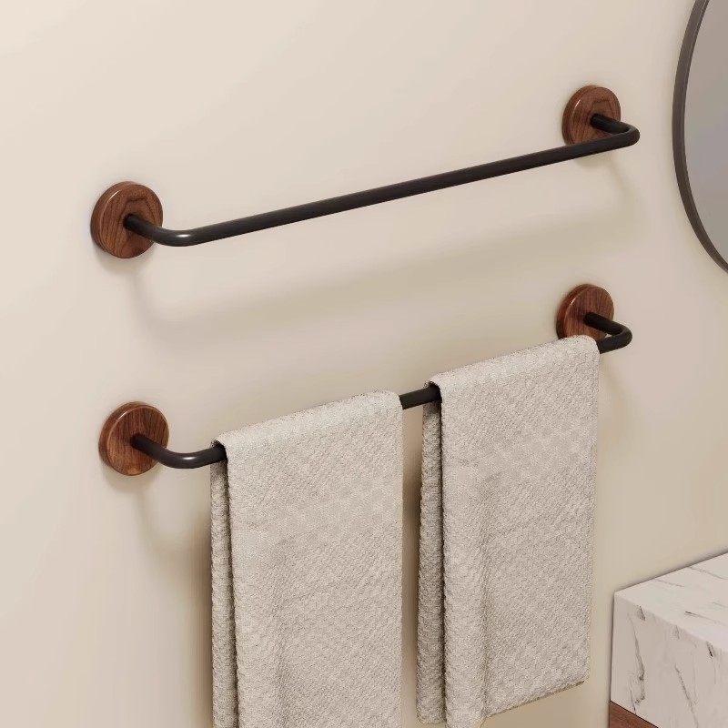 北美胡桃木卫生间置物架毛巾架免打孔单杆浴室洗漱台收纳浴巾挂杆,家庭/个人清洁工具,毛巾挂/毛巾架,淘宝优惠券,粉丝福利购,淘宝优惠卷