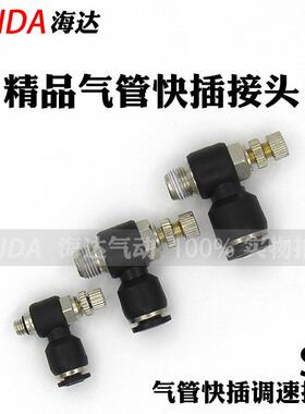 气动接头SL6-M5黑色4-01调速10-03节流阀SC8-02气缸可调12-04螺纹
