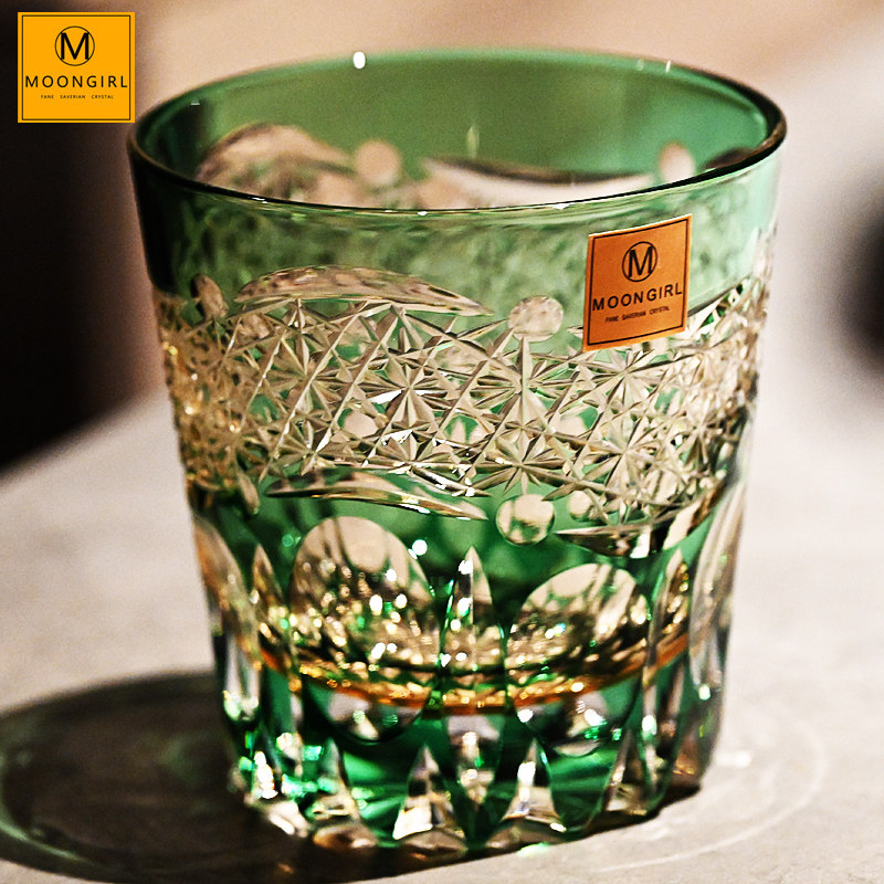 moongirl手工水晶玻璃日本切子威士忌洋酒杯调鸡尾酒杯饮料水杯子