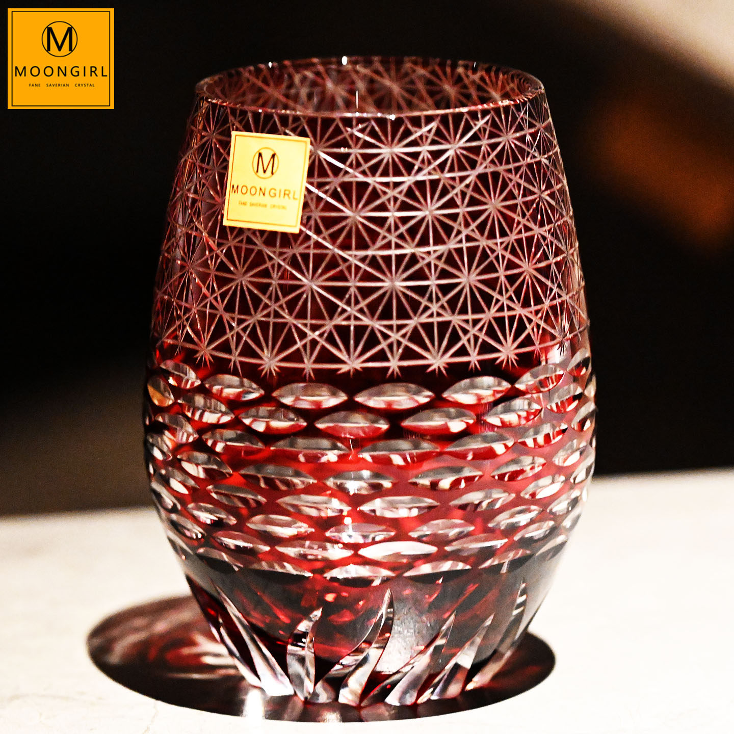 moongirl手工水晶玻璃日本切子威士忌洋酒杯调鸡尾酒杯饮料水杯子