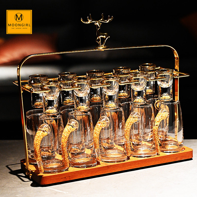 moongirl水晶玻璃奢华高档白酒杯家用一两口子弹杯分酒器酒具套装,餐饮具,白酒杯,淘宝优惠券,粉丝福利购,淘宝优惠卷