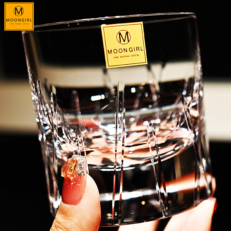 moongirl手工雕刻水晶玻璃轻奢威士忌洋酒杯切子果汁饮料杯子水杯,餐饮具,洋酒/威士忌杯,淘宝优惠券,粉丝福利购,淘宝优惠卷