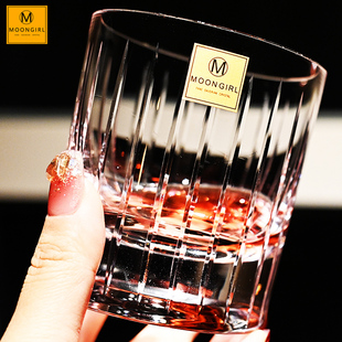moongirl手工杯水晶玻璃威士忌洋酒烈酒杯调鸡尾酒饮料果汁水杯子