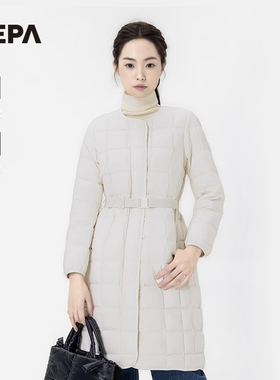 NEPA耐葩24秋冬新品户外女士可拆卸毛衣领保暖长款鹅绒服7K82059