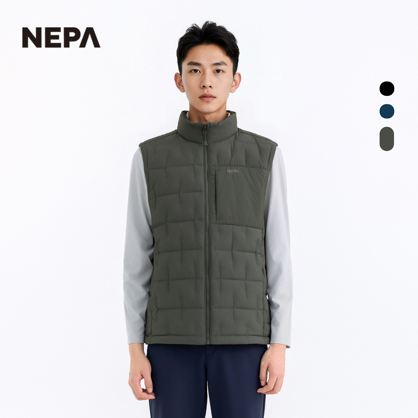 NEPA耐葩户外25秋冬新品男士基础款立领保暖羽绒马甲CL51301