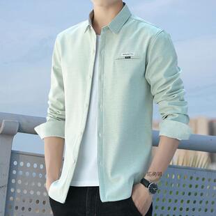 拓丽雅春季男长袖高档衬衫韩版帅气百搭口袋格子衬衣商务寸衫外套