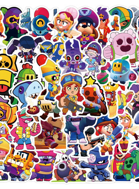 110张新款Brawl Stras贴纸装饰行李箱手机电脑平板滑板手账本跨境防水贴纸