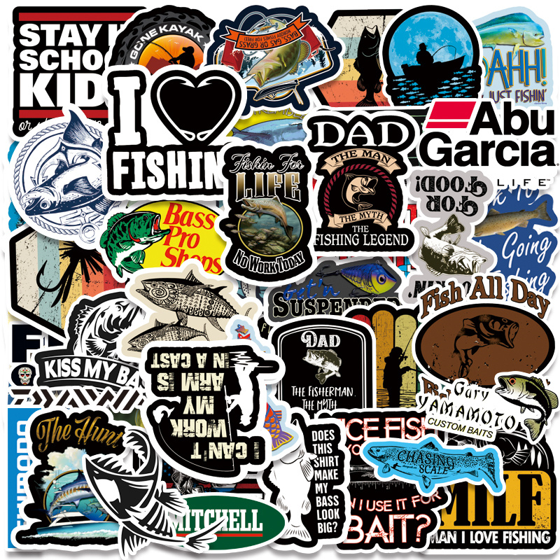 户外垂钓海钓贴纸Fish防水贴画