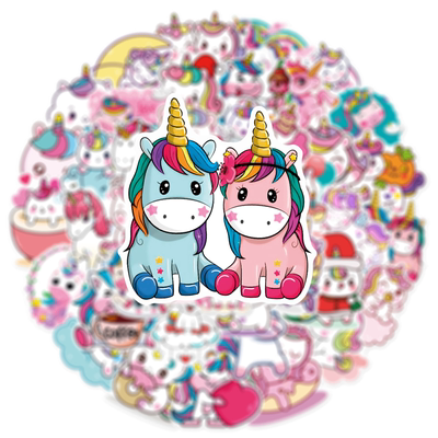 50张卡通可爱独角兽贴纸装饰