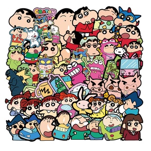 50张蜡笔小新卡通动漫贴纸可爱洞洞鞋配饰DIY装饰配件高级感平板行李箱手机壳笔记本可爱卡通手账装饰高颜值