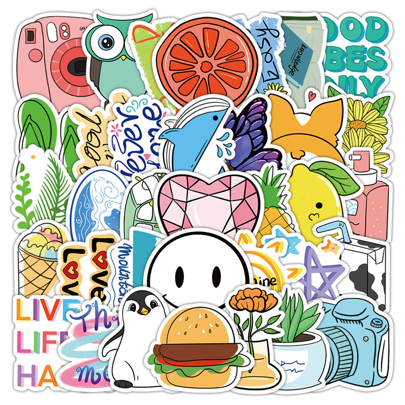 50张卡通INS风装饰涂鸦贴纸卡通