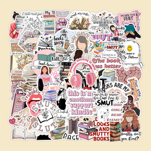 50张bookish 饰笔记本冰箱电动车手账本保温杯吉他拉杆箱贴纸防水pvc smutty健康阅读益智英文励志涂鸦贴纸装