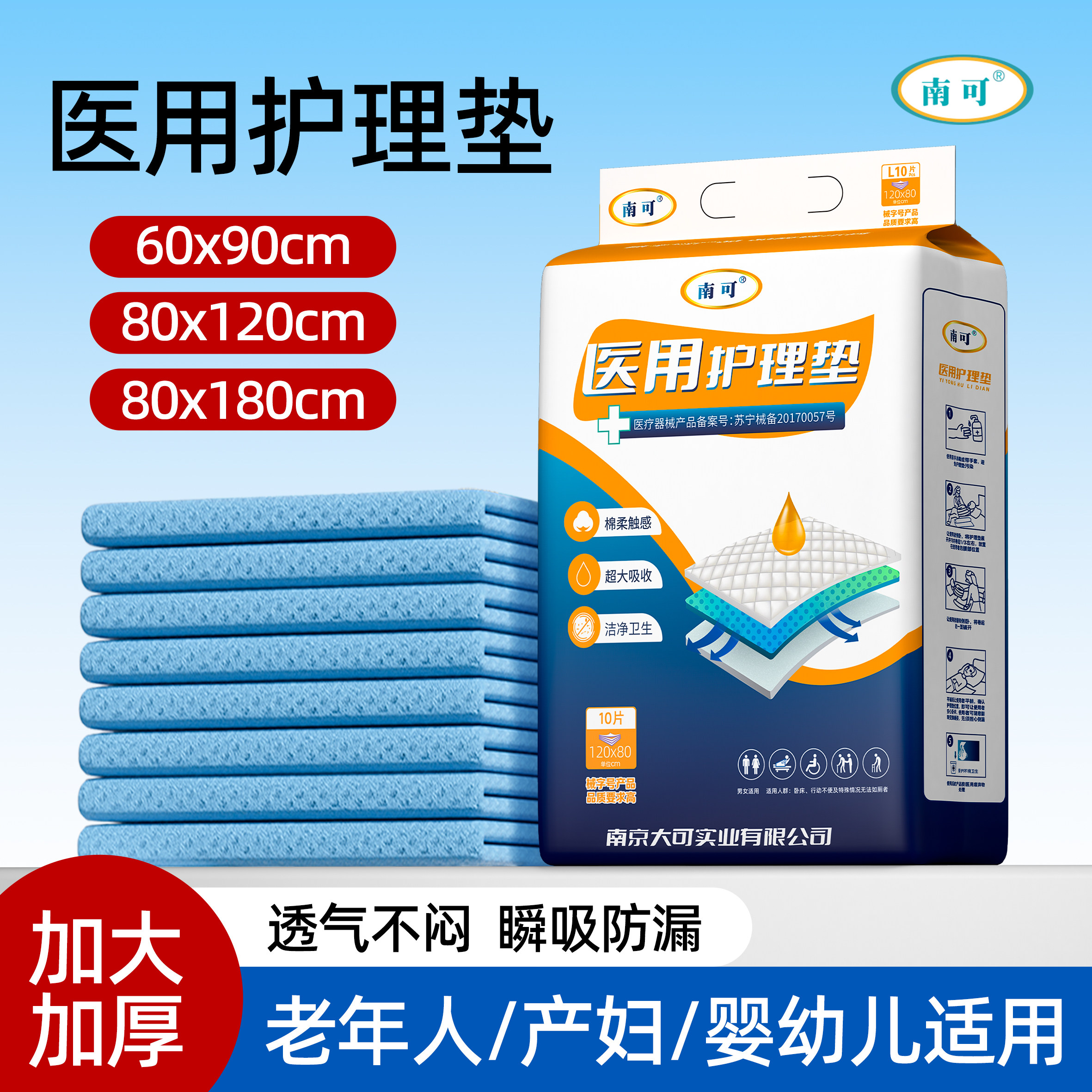 医用护理垫一次性成人隔尿垫老年人专用60x90孕产妇产褥垫80x120