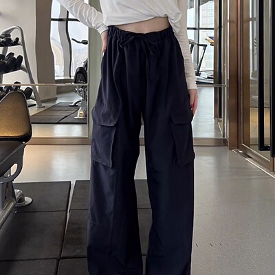 lulu同款工装裤女士轻盈版休闲运动裤抽绳中腰长裤0905