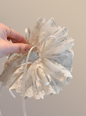 日韩超仙蝴蝶结丝带花朵蕾丝抓夹女后脑勺马尾夹半扎发鲨鱼夹发抓