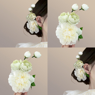 超仙仿真花朵发夹春夏新品 氛围感簪花头饰盘发器侧边夹