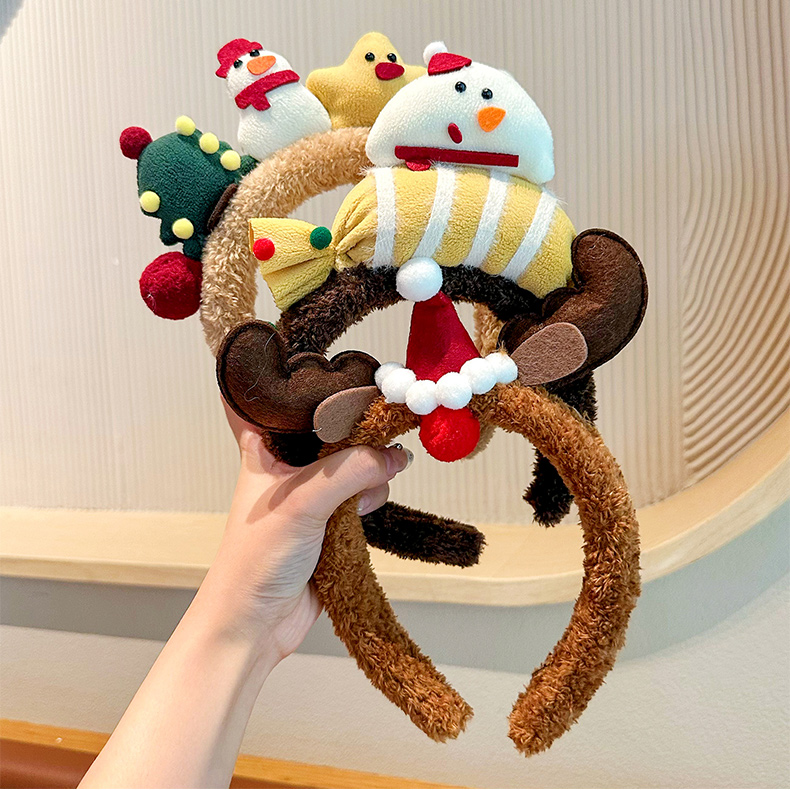 可爱圣诞头饰糖果雪人毛绒洗脸发箍圣诞节卡通头箍发饰发卡发夹女