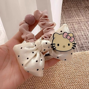 可爱波点蝴蝶结Kitty小肠发圈女高级感气质扎头发头绳丸子头发饰
