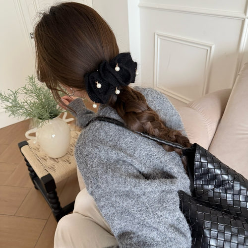 针织云朵鸭嘴夹大号后脑勺皮质盘发高马尾半扎发抓夹高级气质发饰