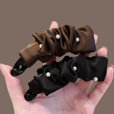 小珍珠香蕉夹竖夹简约马尾夹高级发夹气质韩国发饰头饰ins