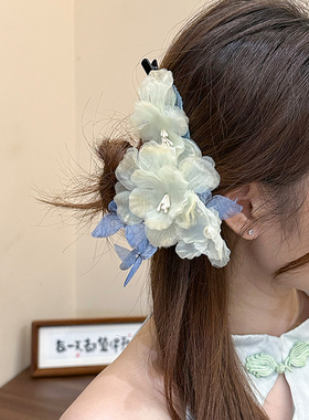 雨落花！古风蝴蝶花朵发夹！新中式烫花边夹汉服旗袍配饰女盘发器