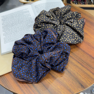 韩国东大门新品墨色豹点大肠发圈优雅气质发圈法式高级感发绳头饰