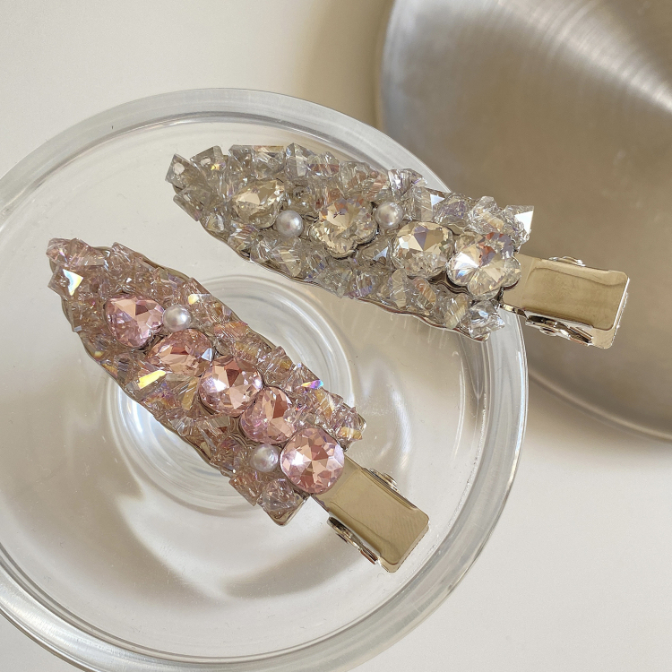 韩系精致满钻水晶无痕发夹女高级感侧边夹BB夹发卡碎发刘海夹发饰