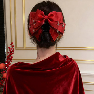 韩版多层蝴蝶细闪蝴蝶结抓夹水晶流苏珠珠发夹优雅百搭鲨鱼夹头饰