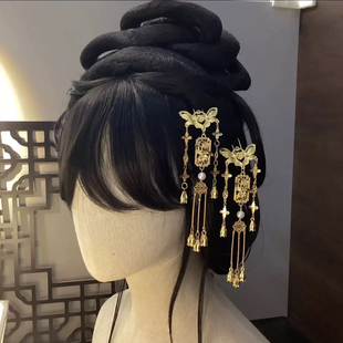 古风汉服发饰金色蝴蝶步摇发簪子银色流苏发钗簪子头饰旗袍配饰
