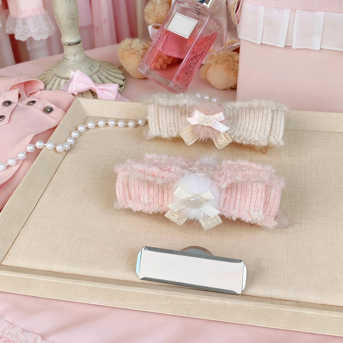 可爱奶糖蝴蝶结香蕉夹山羊绒甜美少女心水貂毛球百搭发饰