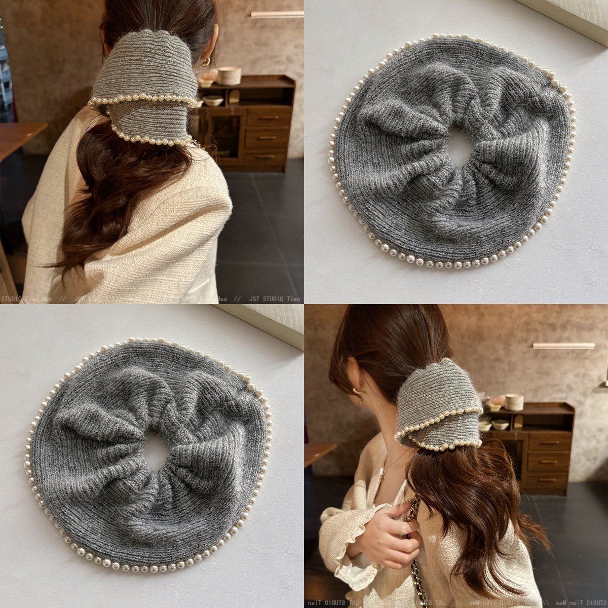 慵懒松弛感珍珠毛线针织发圈女秋冬高级感时尚气质头绳大肠圈发饰,饰品/流行首饰/时尚饰品新,发饰,淘宝优惠券,粉丝福利购,淘宝优惠卷
