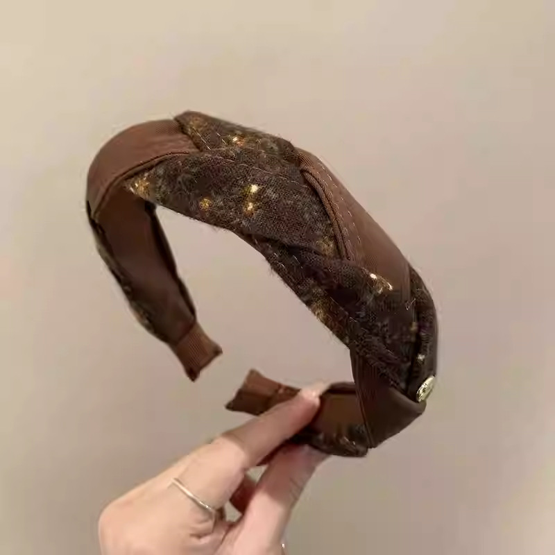 复古碎花麻花编织发箍女韩系气质高颅顶压发头箍日常百搭外出发卡