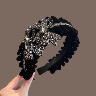 精致蝴蝶结宽边发箍女带齿防滑头箍增高颅顶遮白发遮发缝发卡