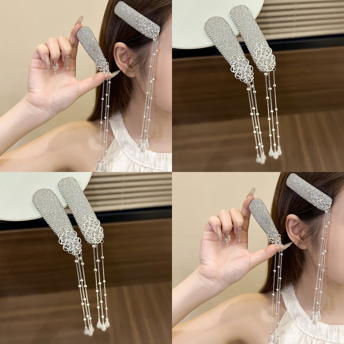 2025珍珠流苏发夹新中式小众民族风头饰装扮侧边刘海夹发卡女