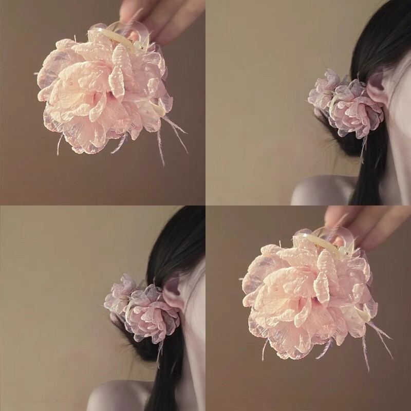 名狐新中式玫瑰花发夹