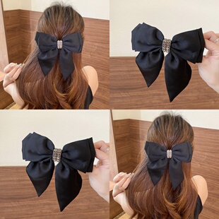 玫瑰的故事刘亦菲黄亦玫同款高级感缎面水钻蝴蝶结弹簧夹发夹发卡