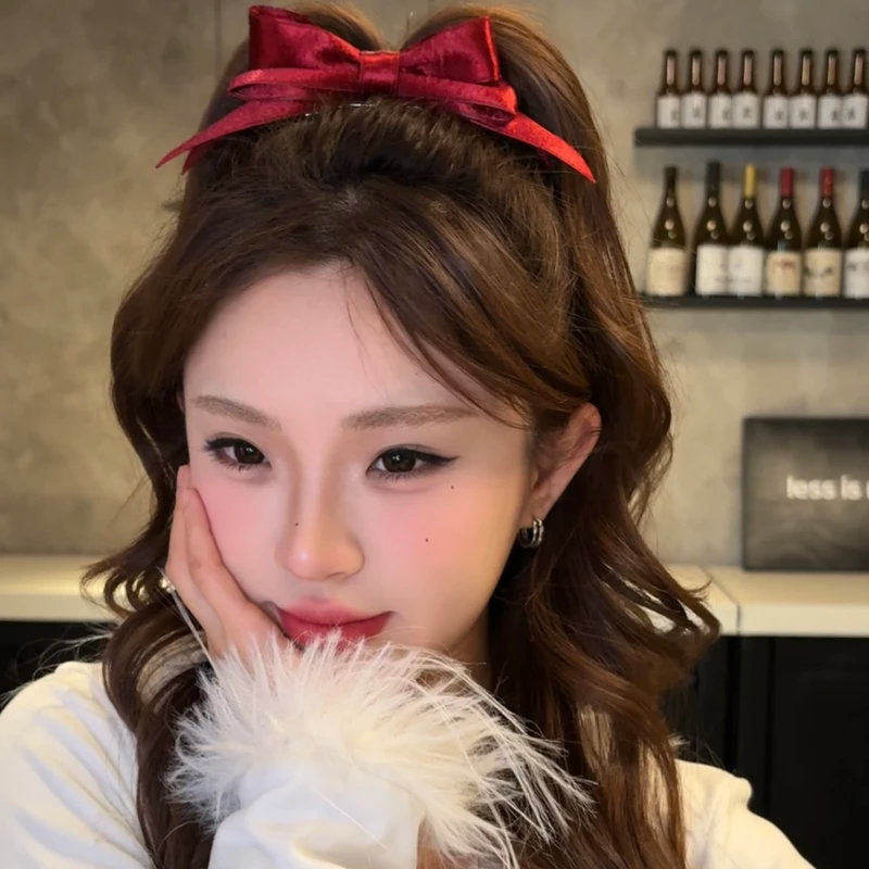 新年红色亮面立体公主蝴蝶结发夹甜美可爱节日头饰女发夹发饰