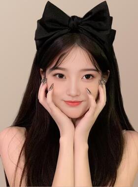 黑色蝴蝶结头箍女高级感网红洗脸发带简约百搭外出发箍2024年新款