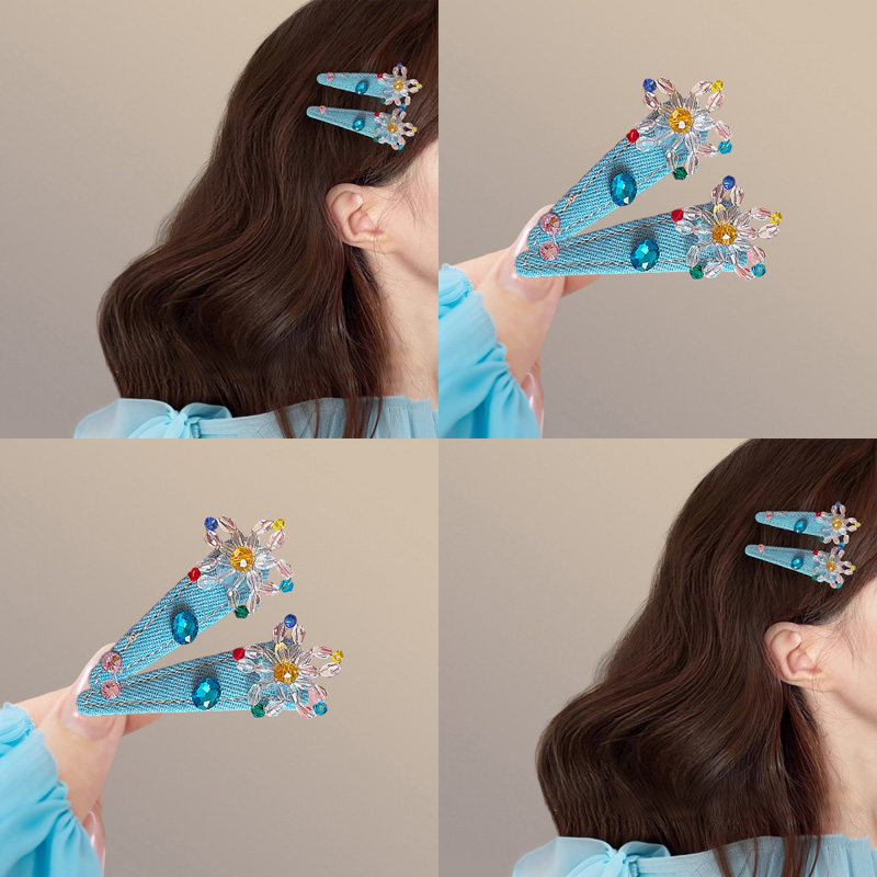 韩系蓝色碎发夹女2025新款高端侧边刘海夹简约bb牛仔夹子发卡头饰